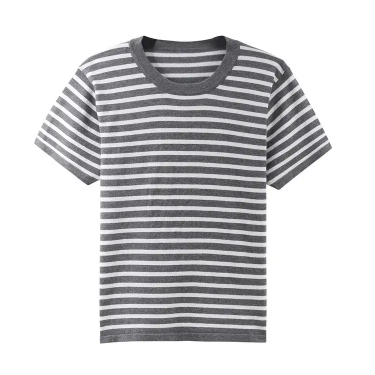 Red Striped Cotton T-Shirt for Men Women Loose Fit - Image 11