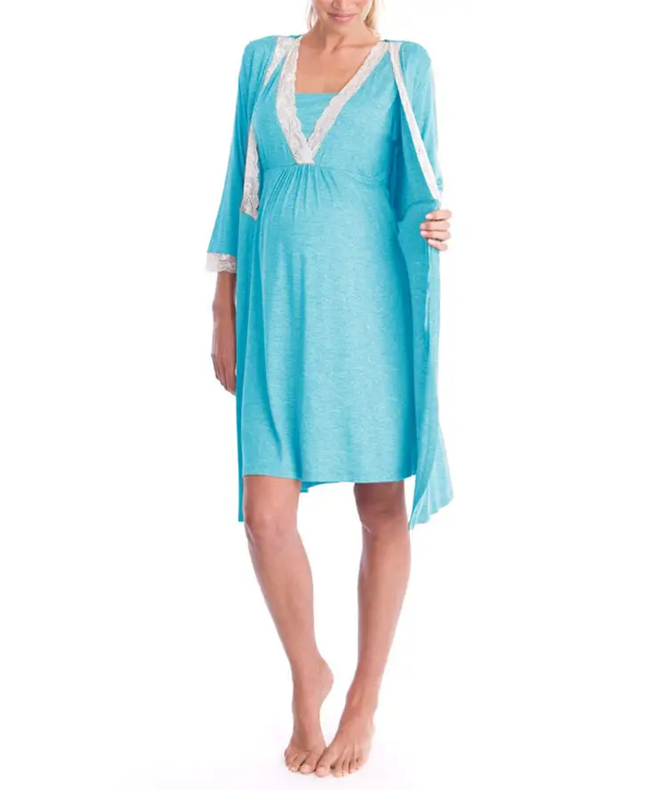 2023 Grey Lace Three Quarter Sleeve Maternity Dress — feature 11