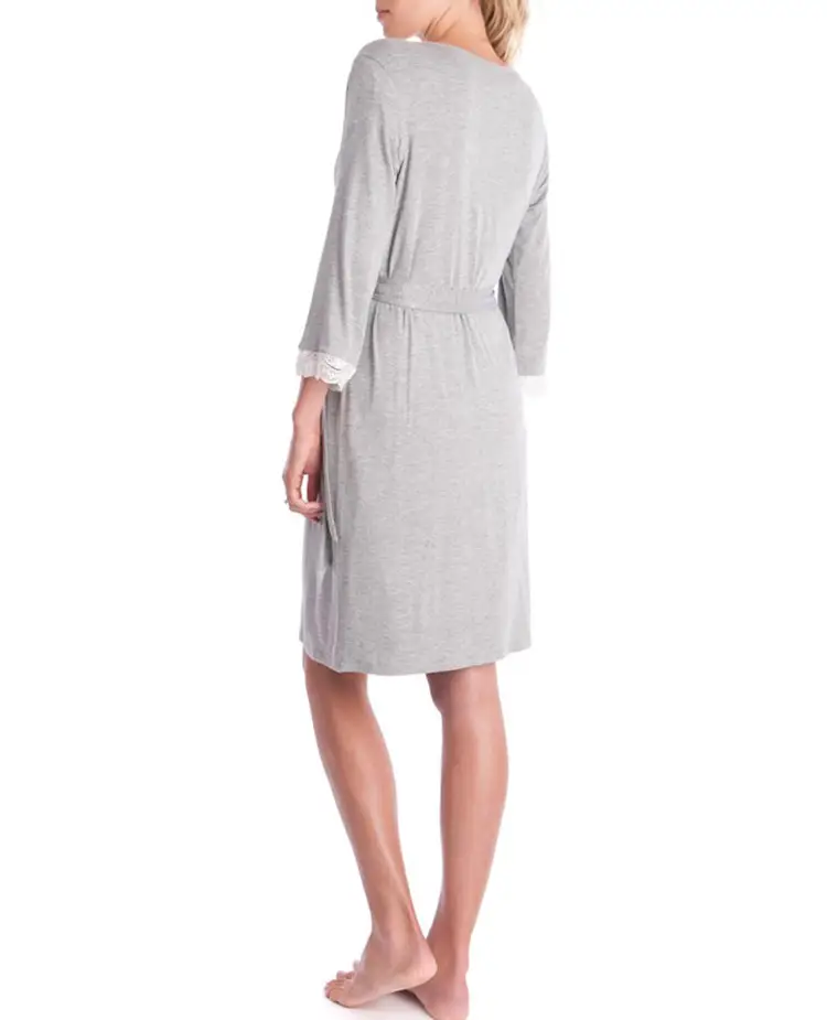 2023 Grey Lace Three Quarter Sleeve Maternity Dress — feature 14