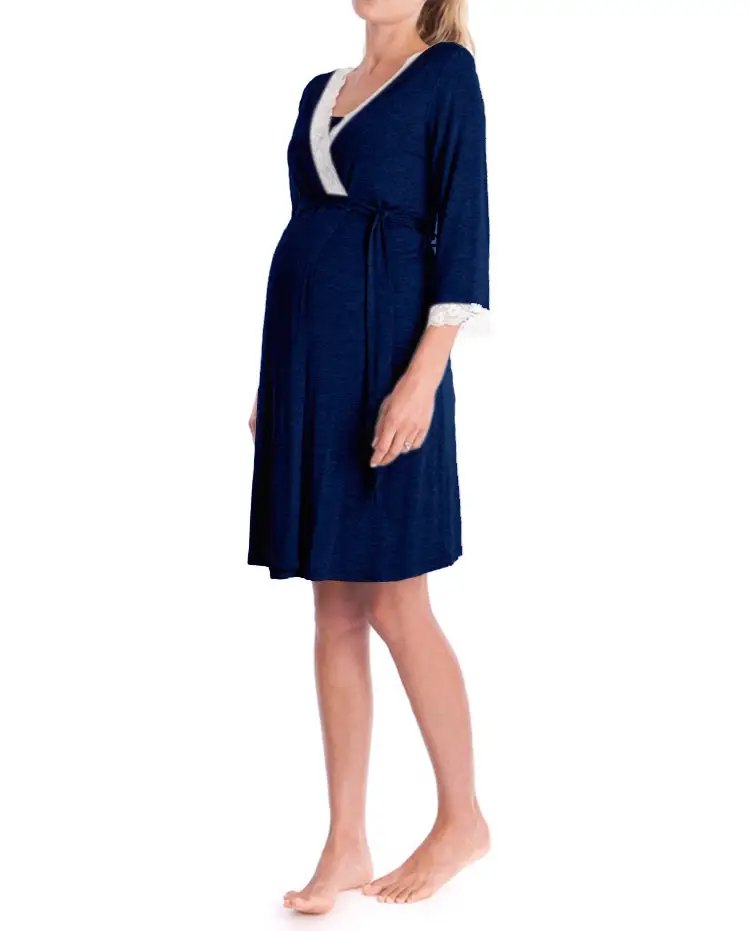 2023 Grey Lace Three Quarter Sleeve Maternity Dress — feature 16