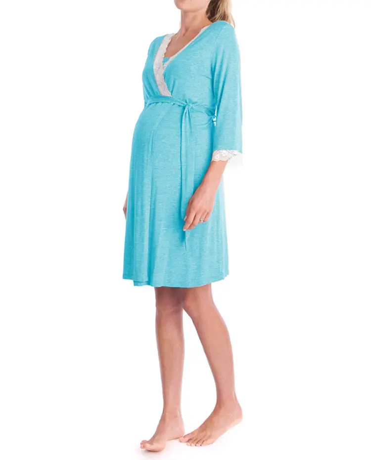 2023 Grey Lace Three Quarter Sleeve Maternity Dress - Image 2