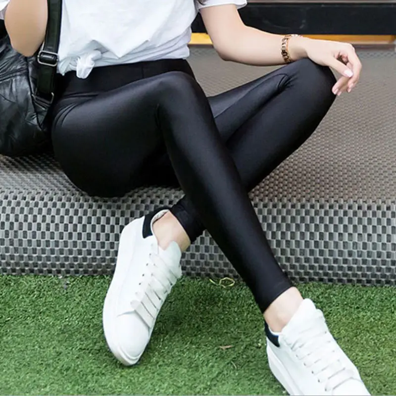 Women's Black High Waist Stretch Leggings Large Size - Image 2