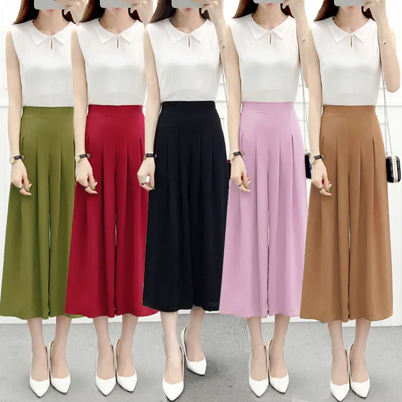 Women Wide Leg Pants Navy Blue High Waist Summer 2025 - Image 8