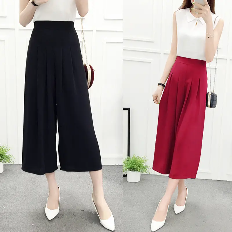 Women Wide Leg Pants Navy Blue High Waist Summer 2025 - Image 9