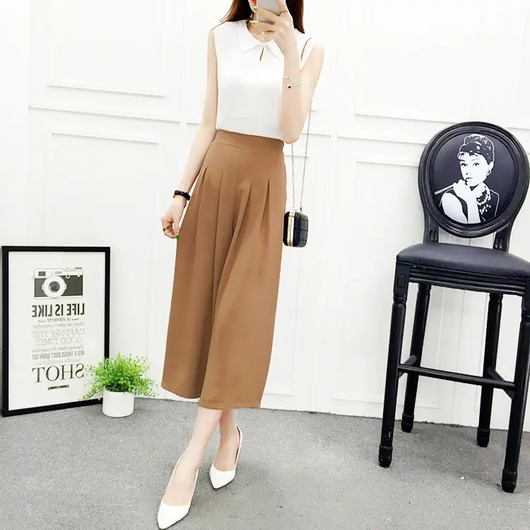 Women Wide Leg Pants Navy Blue High Waist Summer 2025 — feature 12