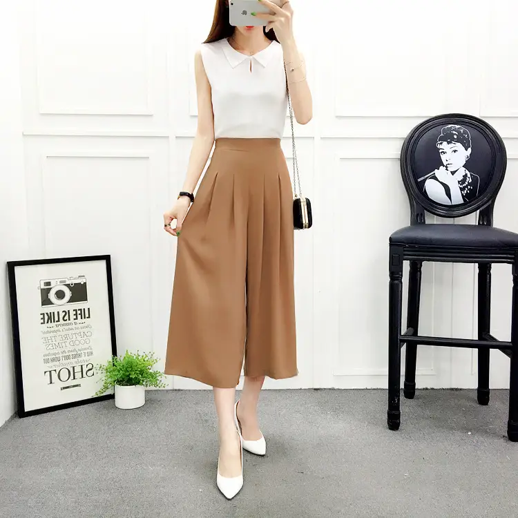 Women Wide Leg Pants Navy Blue High Waist Summer 2025 — feature 15
