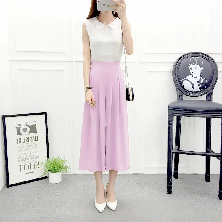Women Wide Leg Pants Navy Blue High Waist Summer 2025 — feature 18