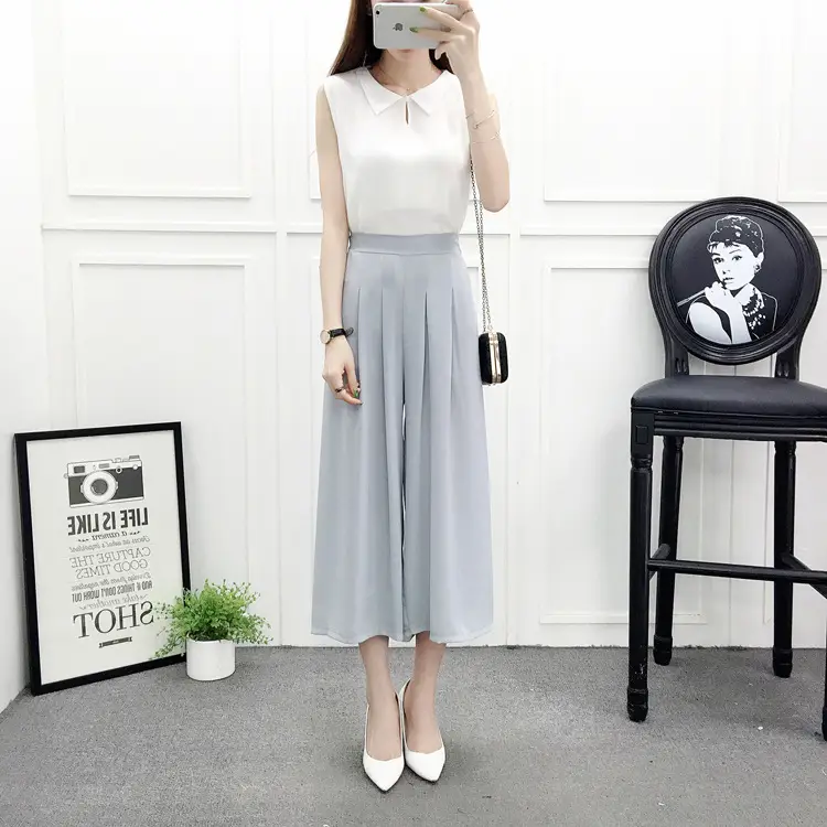 Women Wide Leg Pants Navy Blue High Waist Summer 2025 — feature 22