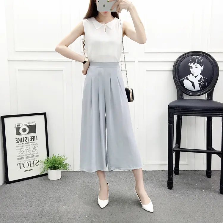 Women Wide Leg Pants Navy Blue High Waist Summer 2025 — feature 24