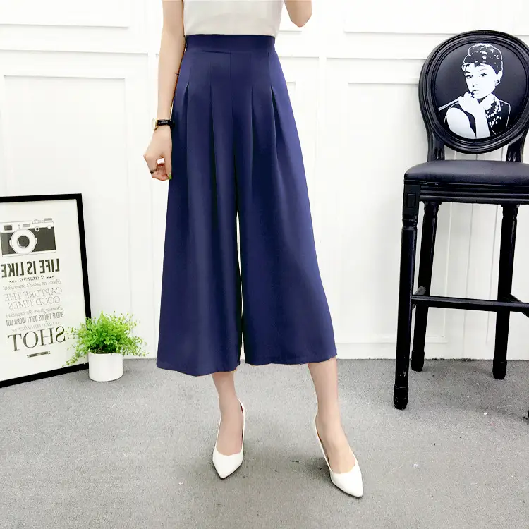 Women Wide Leg Pants Navy Blue High Waist Summer 2025 — feature 31