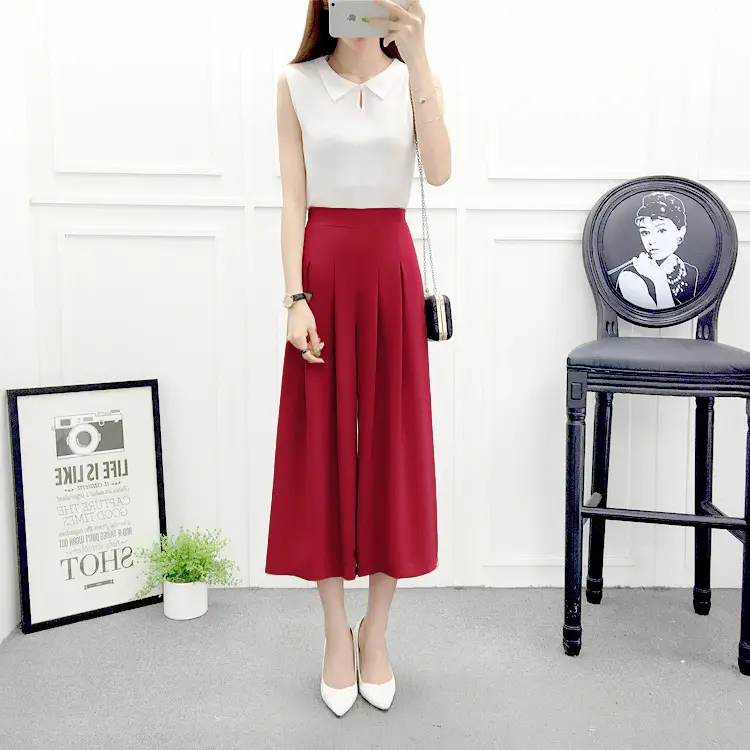 Women Wide Leg Pants Navy Blue High Waist Summer 2025 — feature 35