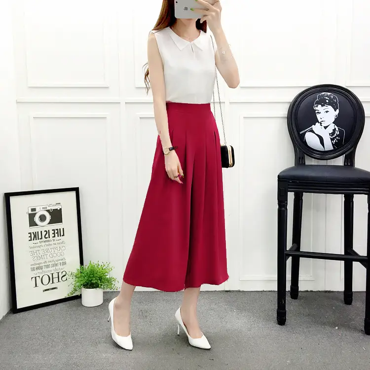 Women Wide Leg Pants Navy Blue High Waist Summer 2025 — feature 37