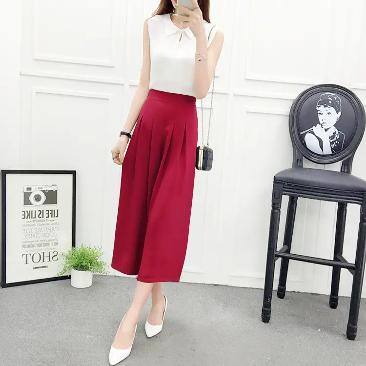 Women Wide Leg Pants Navy Blue High Waist Summer 2025 — feature 38
