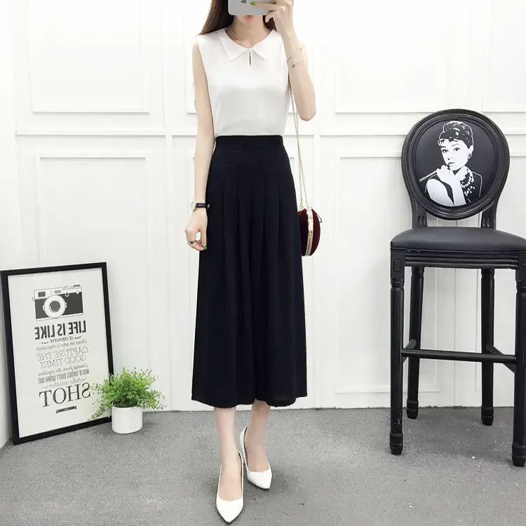 Women Wide Leg Pants Navy Blue High Waist Summer 2025 — feature 4
