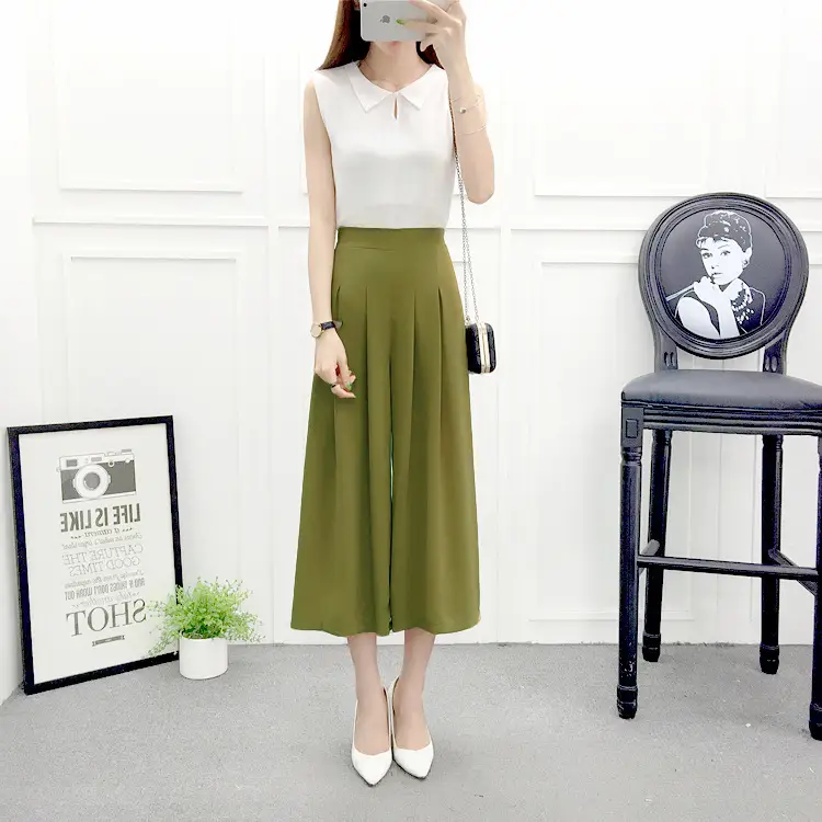 Women Wide Leg Pants Navy Blue High Waist Summer 2025 — feature 42