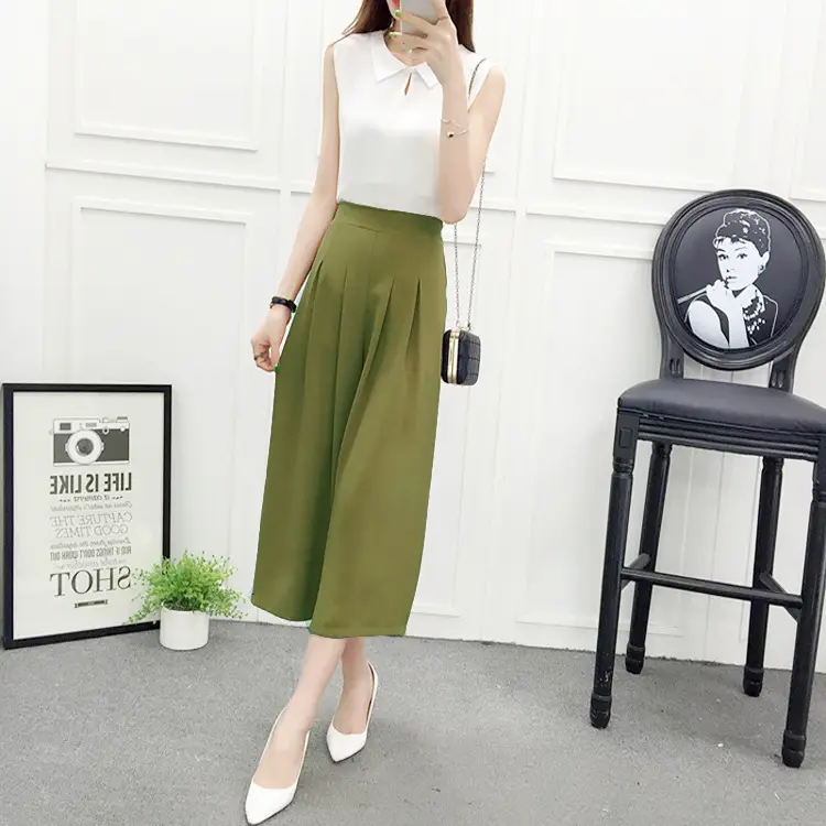 Women Wide Leg Pants Navy Blue High Waist Summer 2025 — feature 44