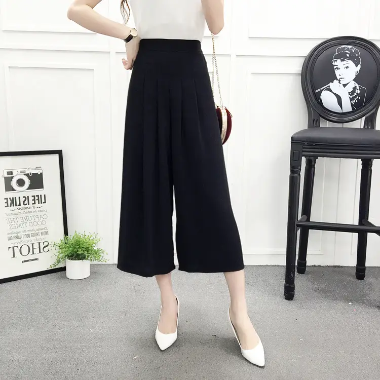 Women Wide Leg Pants Navy Blue High Waist Summer 2025 — feature 6