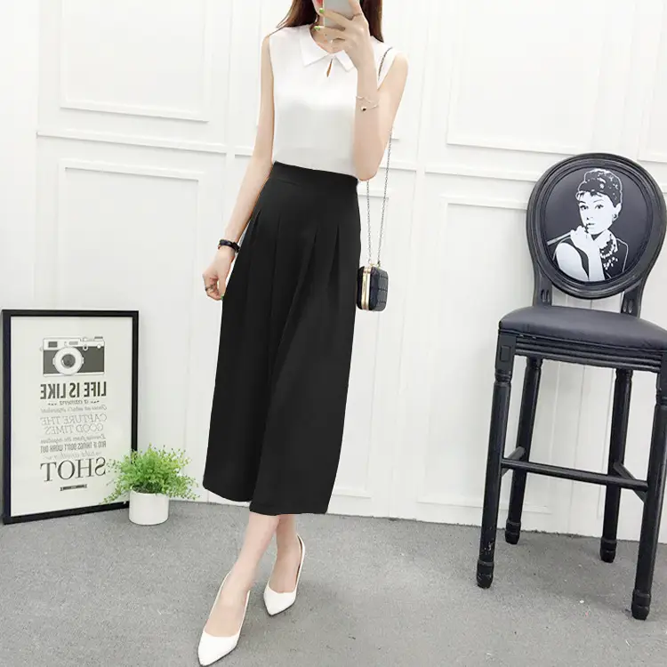 Women Wide Leg Pants Navy Blue High Waist Summer 2025 — feature 7
