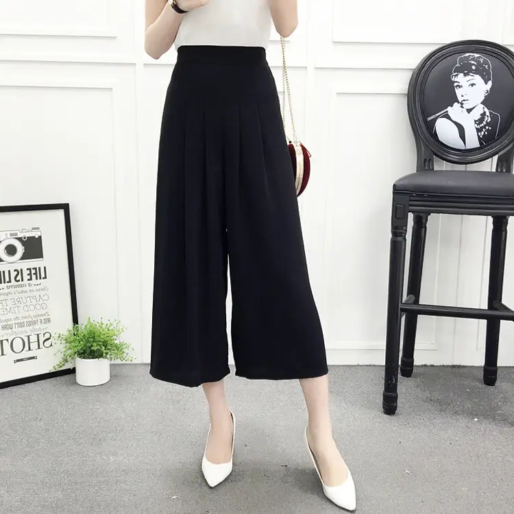 Women Wide Leg Pants Navy Blue High Waist Summer 2025 - Image 2