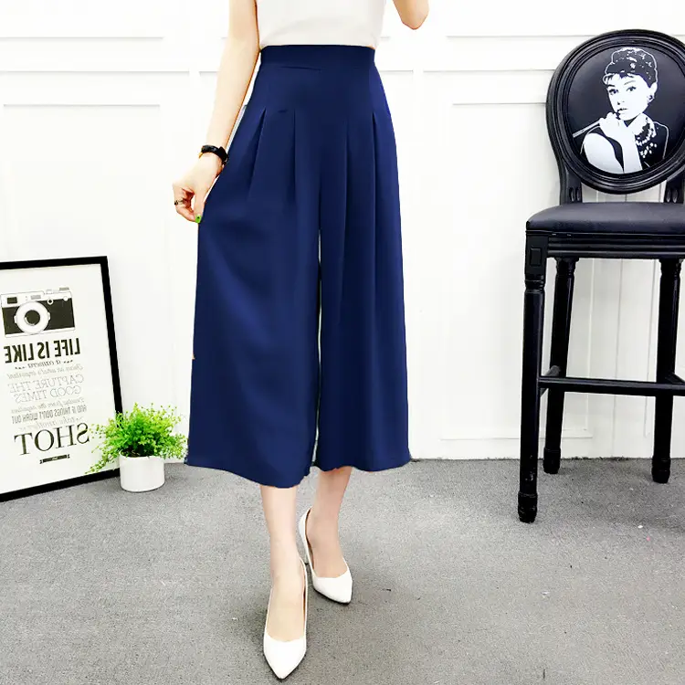 Women Wide Leg Pants Navy Blue High Waist Summer 2025 - Image 6