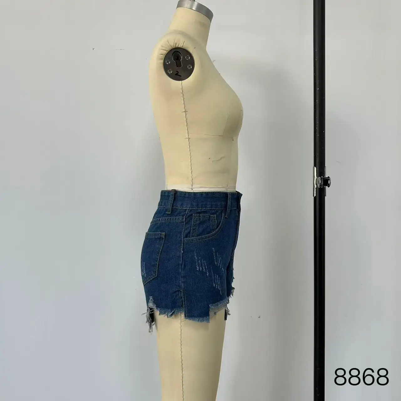 High Waist Denim Shorts Hot Retro Cat Claw Side Slit — feature 5
