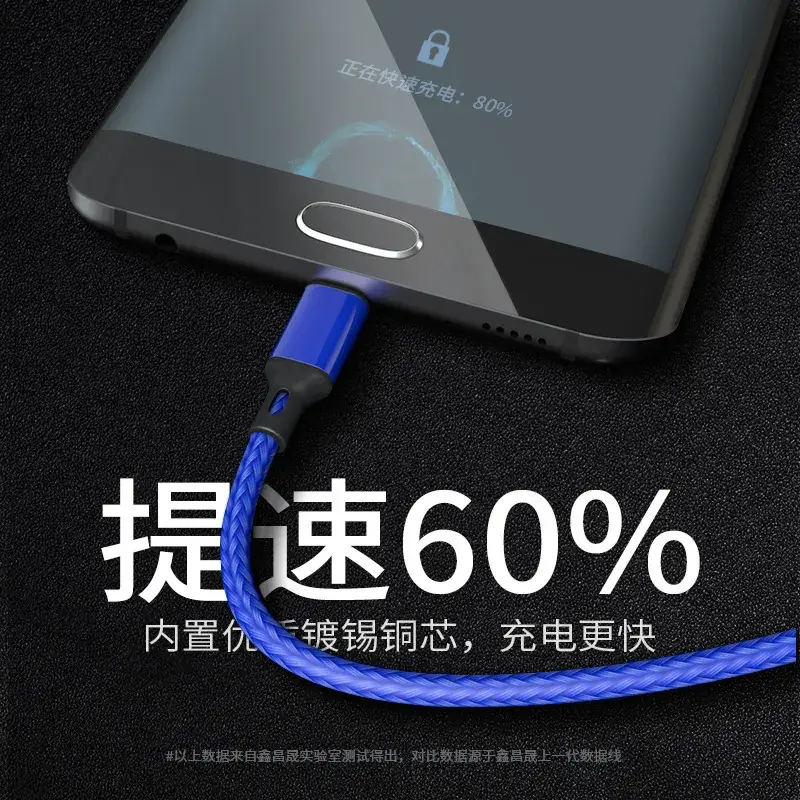 USB Fast Charging Cable 1.5m Nylon Braid Apple Android Type-C