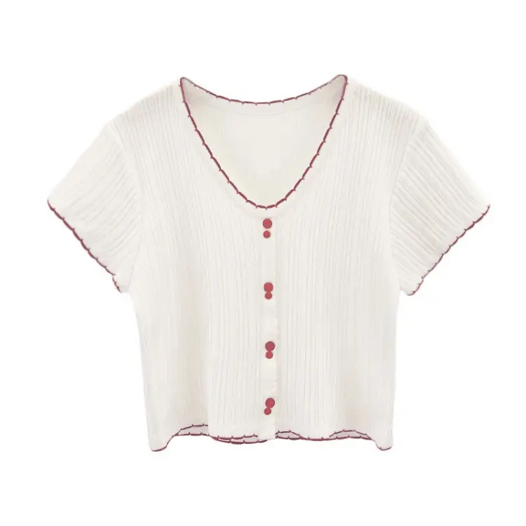 V-Neck Ice Silk Knitted Top for Women - Image 8