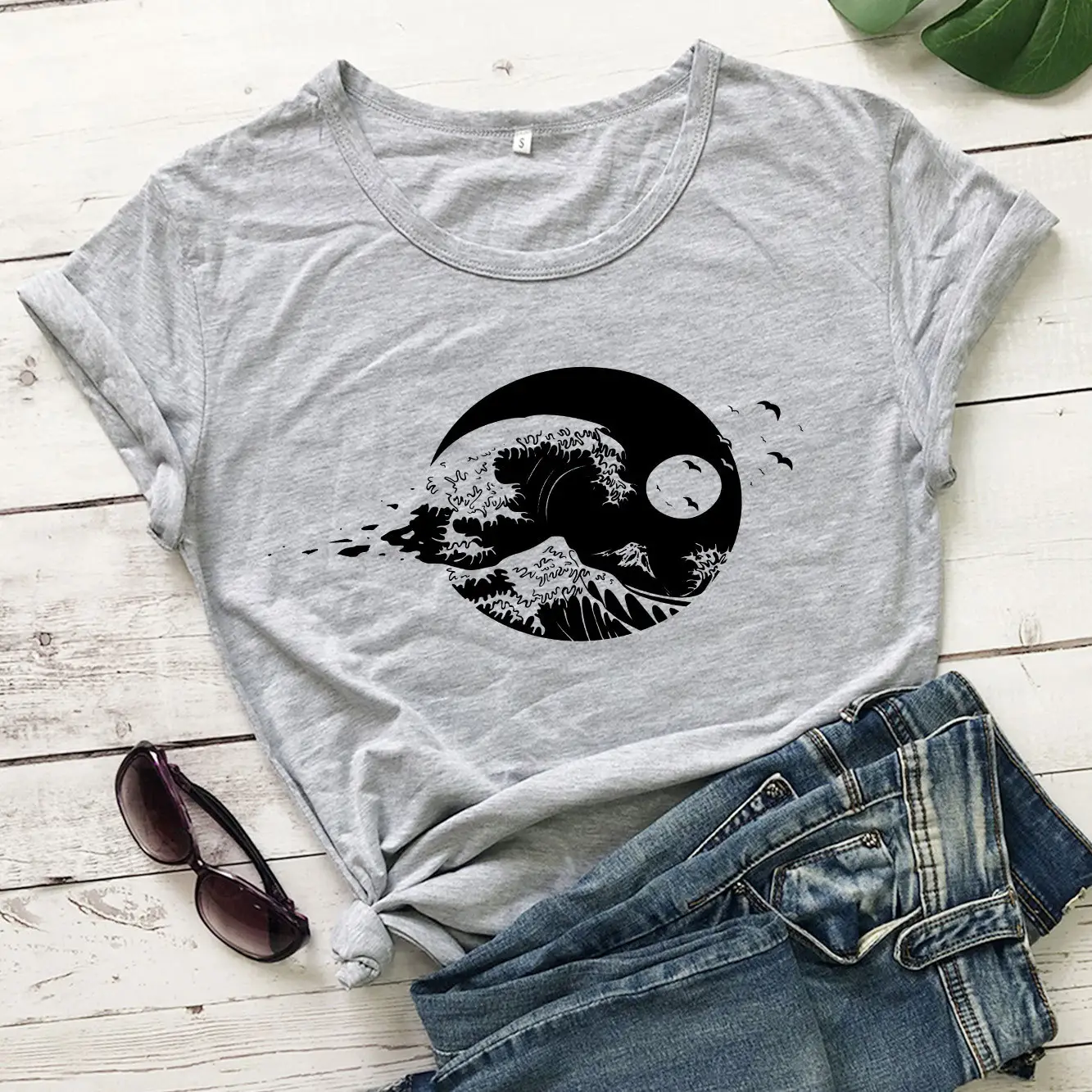 Yellow Graphic T-Shirt with Mountain Design