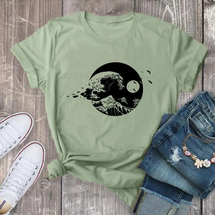 Yellow Graphic T-Shirt with Mountain Design