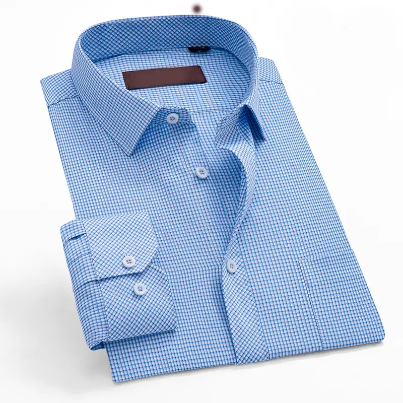 2020 New Arrival Spot Stock Men's Light Blue Long Sleeve Shirt - Image 15