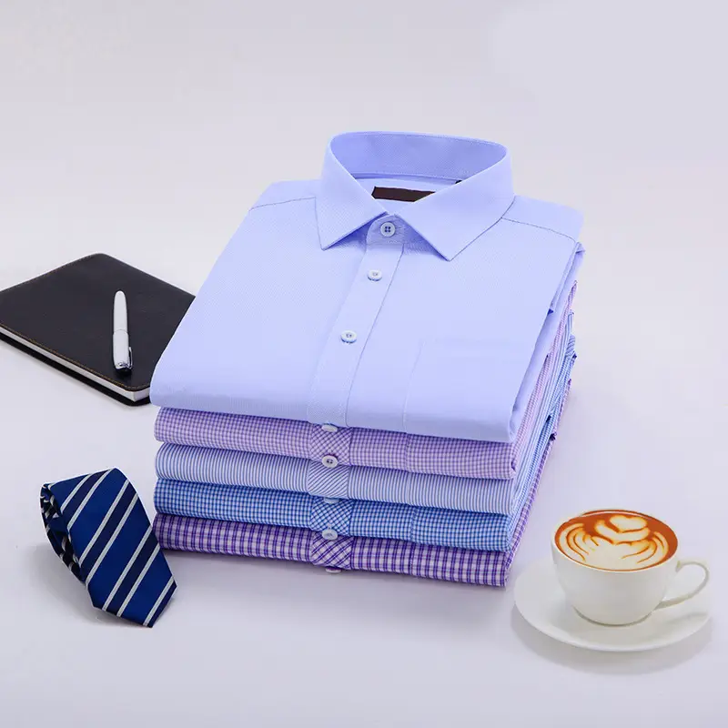 2020 New Arrival Spot Stock Men's Light Blue Long Sleeve Shirt - Image 17
