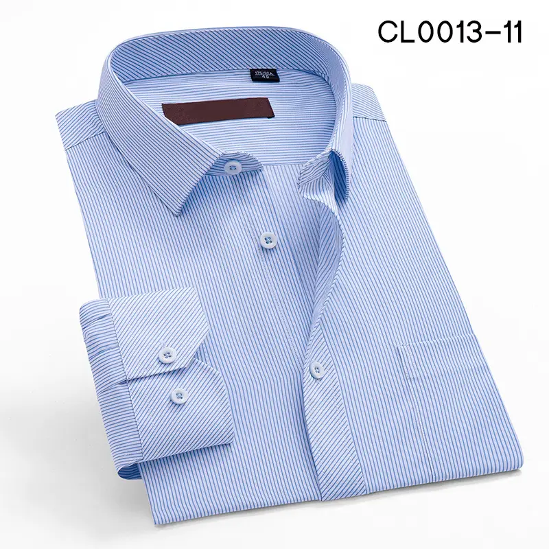 2020 New Arrival Spot Stock Men's Light Blue Long Sleeve Shirt - Image 11