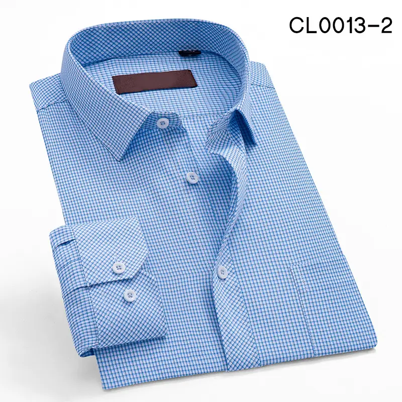 2020 New Arrival Spot Stock Men's Light Blue Long Sleeve Shirt - Image 2