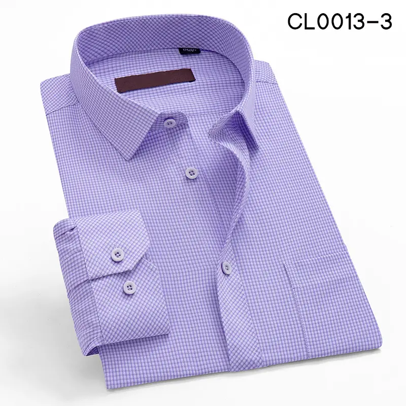 2020 New Arrival Spot Stock Men's Light Blue Long Sleeve Shirt - Image 3