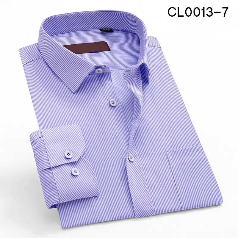 2020 New Arrival Spot Stock Men's Light Blue Long Sleeve Shirt - Image 7