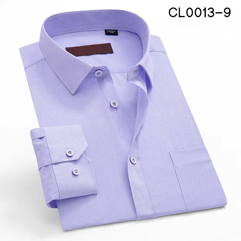 2020 New Arrival Spot Stock Men's Light Blue Long Sleeve Shirt - Image 9