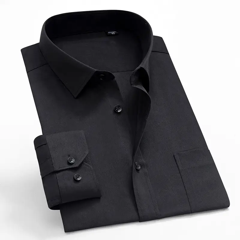 Men's White Solid Color Long Sleeve Shirt - Image 8