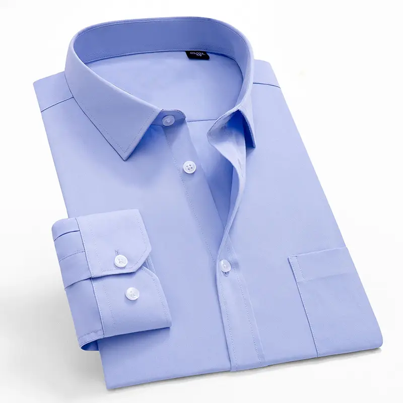 Men's White Solid Color Long Sleeve Shirt - Image 3