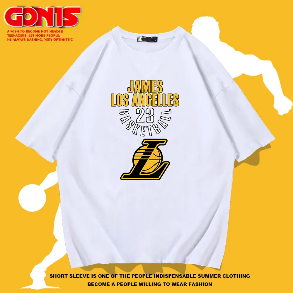 Men's Blue Lakers James No.23 T-Shirt Summer - Image 8