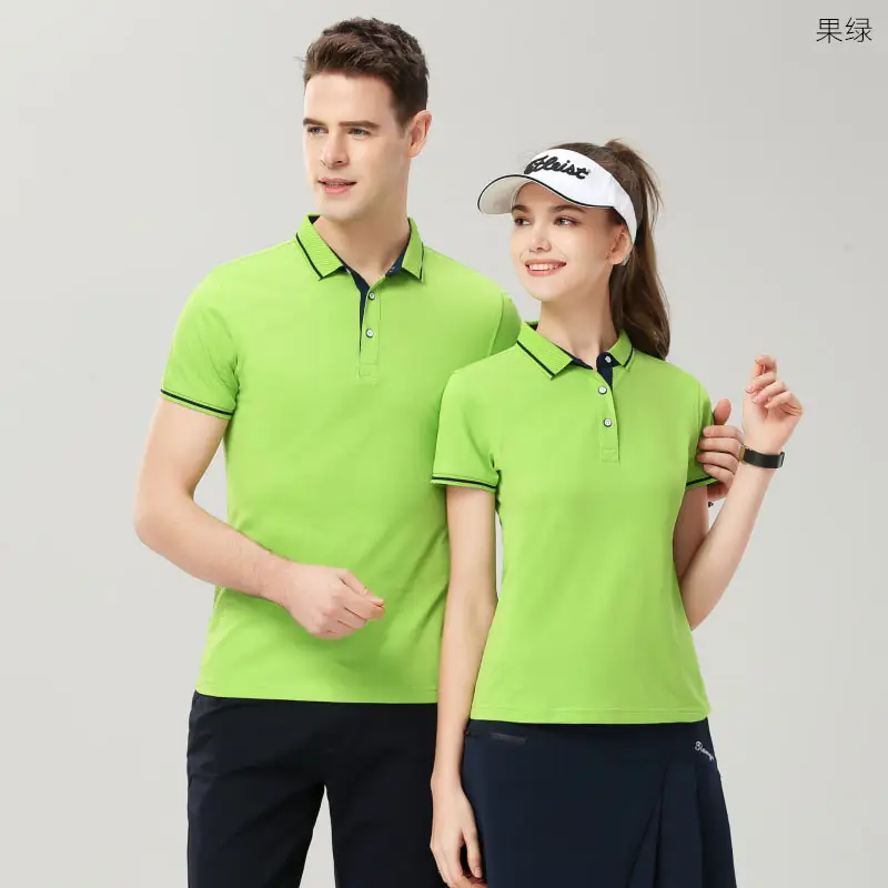 Men & Women Cotton Polo Shirt Grey Blue Embroidered