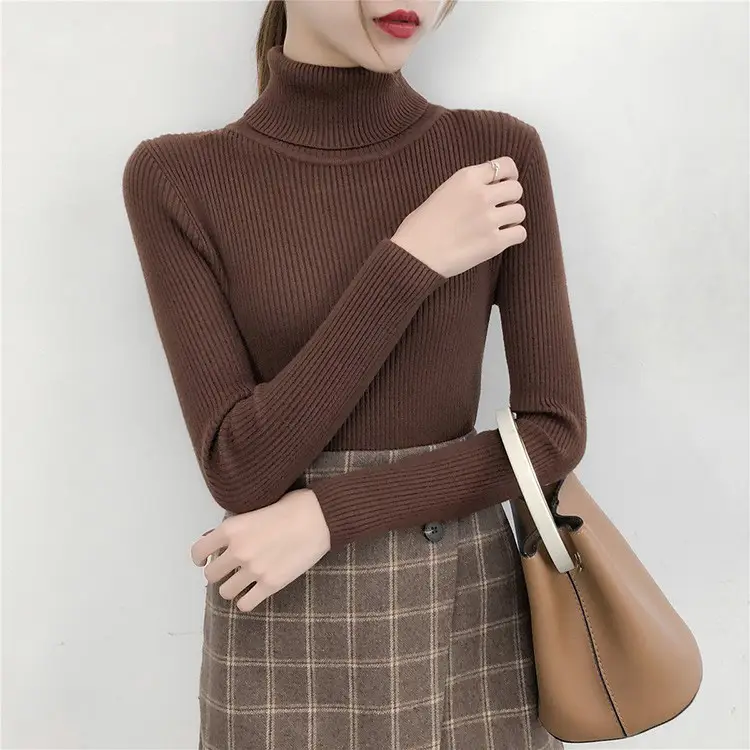Women's Light Blue Turtleneck Pullover Sweater — feature 10