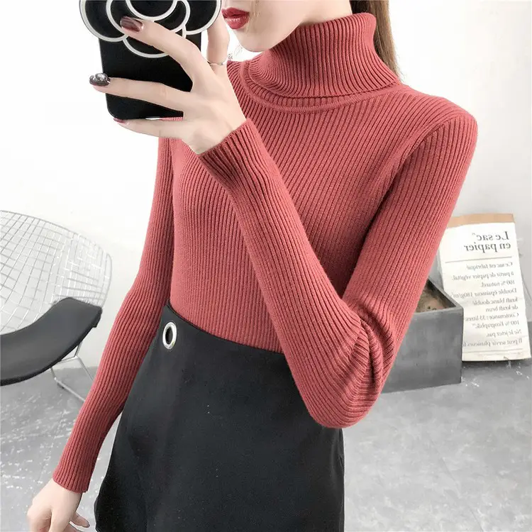 Women's Light Blue Turtleneck Pullover Sweater — feature 12