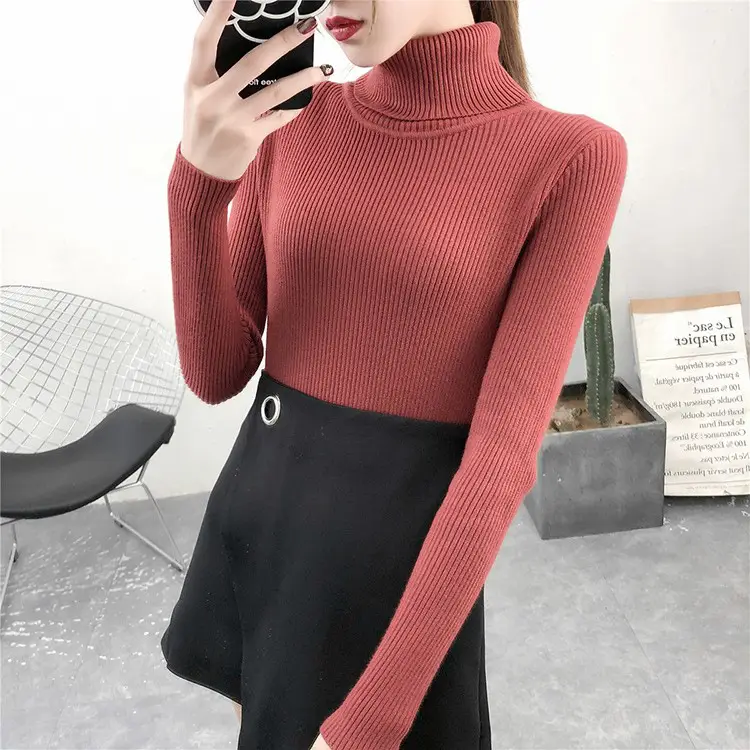 Women's Light Blue Turtleneck Pullover Sweater — feature 13