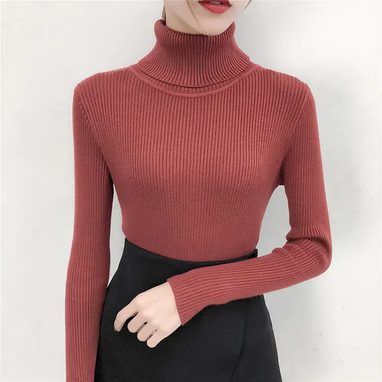 Women's Light Blue Turtleneck Pullover Sweater — feature 14