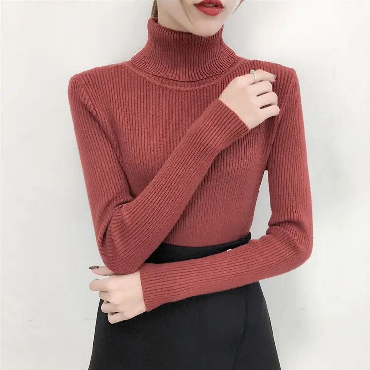 Women's Light Blue Turtleneck Pullover Sweater — feature 15