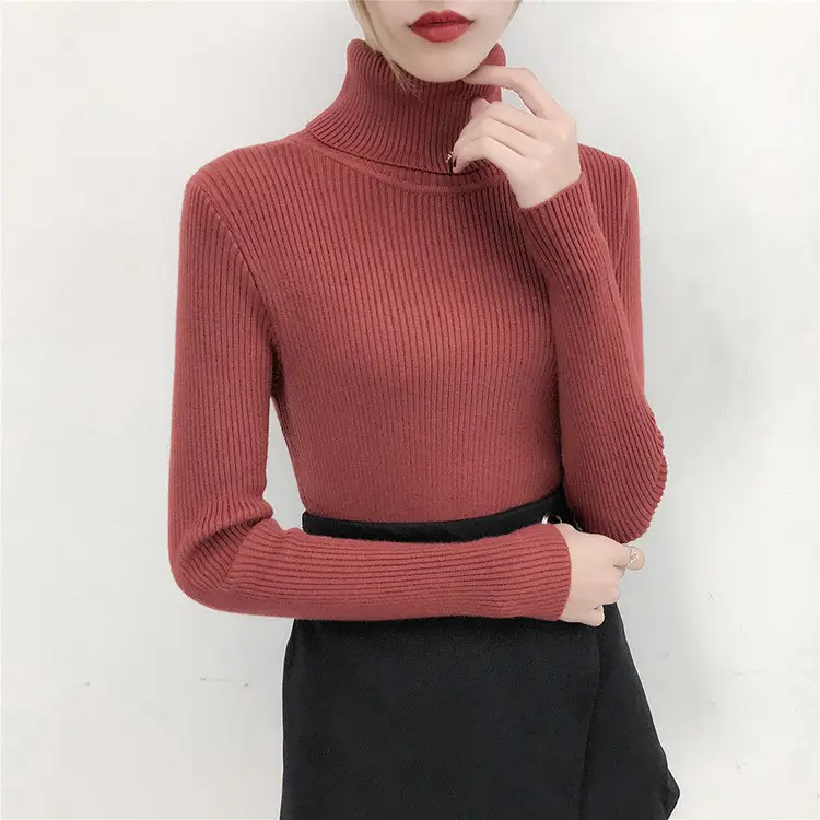 Women's Light Blue Turtleneck Pullover Sweater — feature 16