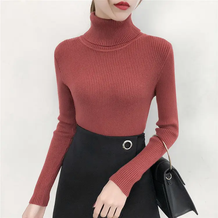 Women's Light Blue Turtleneck Pullover Sweater — feature 18