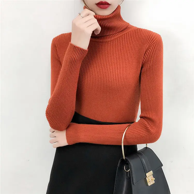Women's Light Blue Turtleneck Pullover Sweater — feature 20