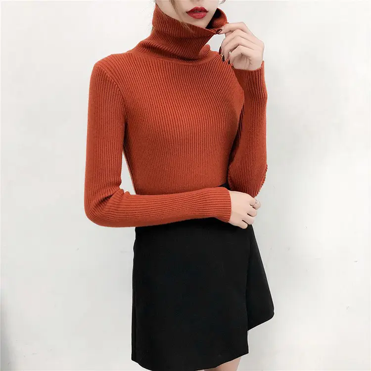 Women's Light Blue Turtleneck Pullover Sweater — feature 21