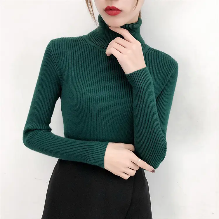 Women's Light Blue Turtleneck Pullover Sweater — feature 22